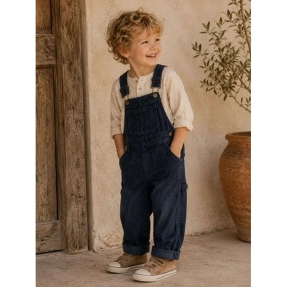 OshKosh Bgosh Kids Navy Blue Corduroy Overalls Size 4T Carpenter Pants 4T/4A